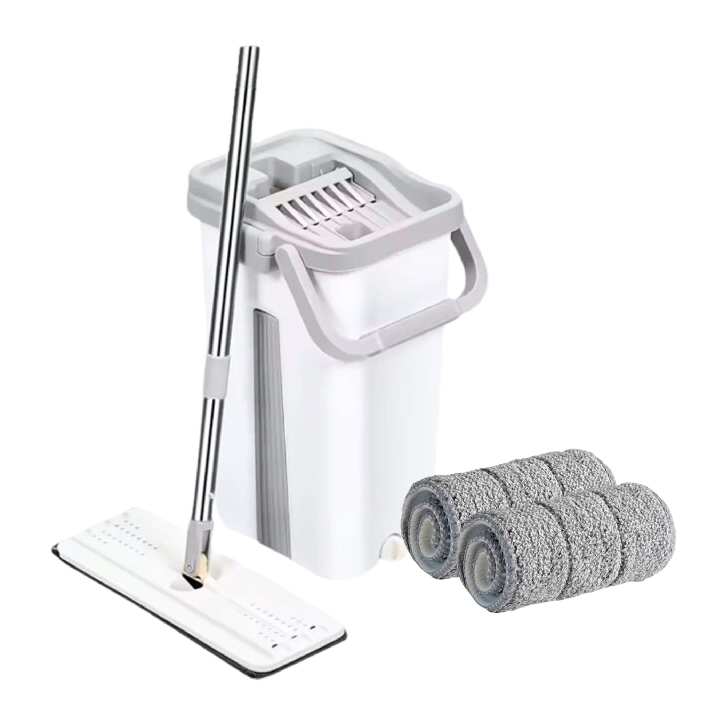 Kit limpieza Mopa Plana 360° - mopa y balde con doble compartimento para agua limpia y sucia