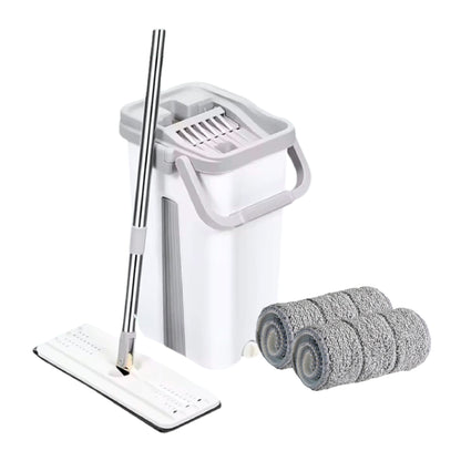 Kit limpieza Mopa Plana 360° - mopa y balde con doble compartimento para agua limpia y sucia